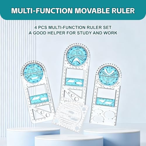 4PCS Multifunctional Geometric Rulers Engineering Ruler for Drawing,School Tool,Office Supply