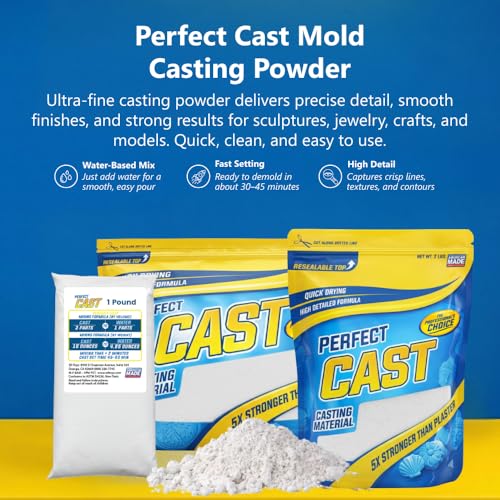 Perfect Cast Mold Casting Powder, Fast-Curing, Non-Toxic, Water-Based Material for DIY Sculptures, Jewelry, Crafts & Models, USA Made, 4 lb Bag - size: 4 lb