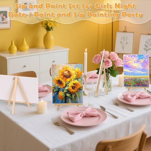 100-Pack 8x10 Inch Canvas Boards for Painting – Complete Art Kit with 50 Brushes, 20 Art Aprons & Paint Trays – Includes Mini Easel for Adults Beginners & Party Art Projects Home Deco - style: 8x10 inch