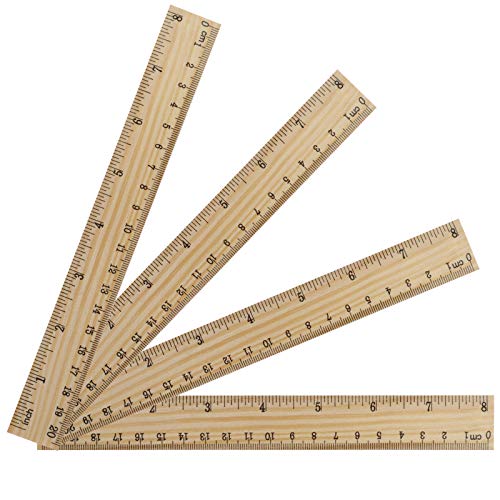 KINJOEK 72 Packs 8 Inch Wooden Rulers Bulk, 20cm Double Sided Pine Wood School Measuring Ruler for Home Student Office Use, 2 Scale - size: 72 Packs 8 Inch