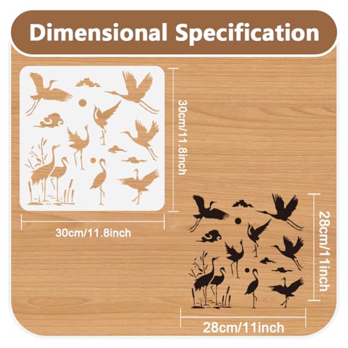 Crane Stencil, Elegant Crane Reusable Painting Template - style: Crane