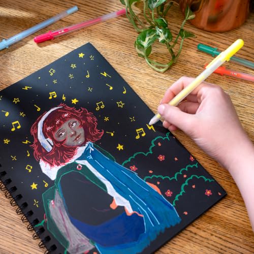WA Portman Black Paper Sketchpad A4, 140 GSM (2-Pack) 60 Pages Drawing Pad | 2-Pack Black Sketch Pad Notebook A4 (8.3" X 11.7") Chalk Paper, Black Mixed Media Drawing Pad for Adults 60 Pages(30 Sheets) - size: A4 2 Pack