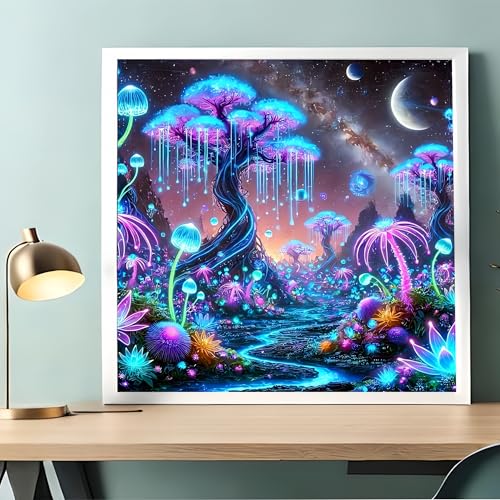 Acelii 5D Diamond Art Kits for Adults Beginners,Fantasy Forest DIY Full Round Drill Diamond Painting Kits, Paint by Diamonds Dots Gem Art Easy,Home Wall Decor 14X14 Inch - color: KM876-1