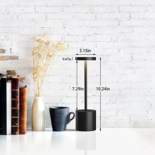TBBGA LED Cordless Table Lamps Set of 2, 5000mAh Rechargeable Table Light | Portable Outdoor Table Lamp, 3 Color Stepless Dimming Battery Powered Lamp for Dinner/Patio/Restaurant/Bedroom (Black) - color: Black2