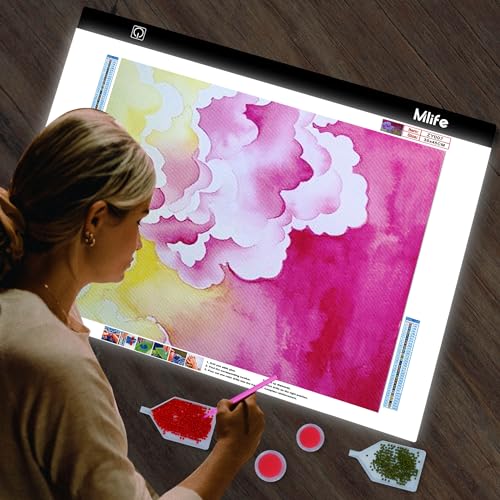 Mlife A2 LED Light Pad for Diamond Painting, Light Board USB Powered Tracing Light with Stand & 4 Fasten Clips - style: A2 kits