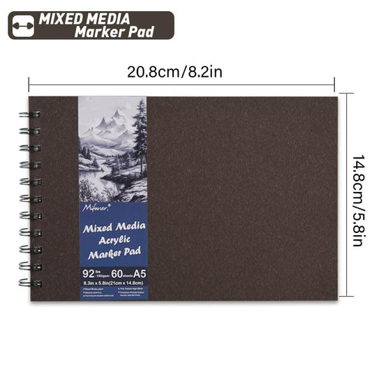 5.8" x 8.3" Mixed Media Sketch Book,Spiral Bound Hardcover Sketchbook,60 Sheets 92lb/150gsm Neutral White Acid Free Paper,Art Journal Sketchbook for Drawing Writing Sketching Illustration,Dark Coffee - color: Bright White-Dark Coffee