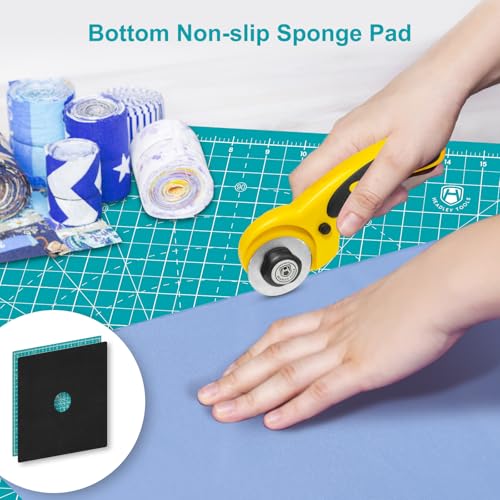 17"x17" Rotating Cutting Mat, Self Healing Mat with 360-Degree Rotation & Anti-Slip Base, Sewing Board Cutting Mat Perfect for Fabric Quilting Leather Hobby Project, Turquoise - color: Turquoise, size: 17"L x 17"W