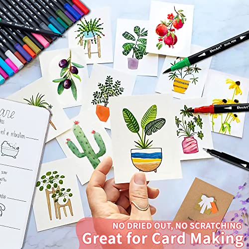 Dual Brush Markers for Adult Coloring Books, 24 Colored Fine Point Marker | Colored Double-Tip Pens for Note taking Planner Hand Lettering Calligraphy Drawing Journaling - color: 24 Colors