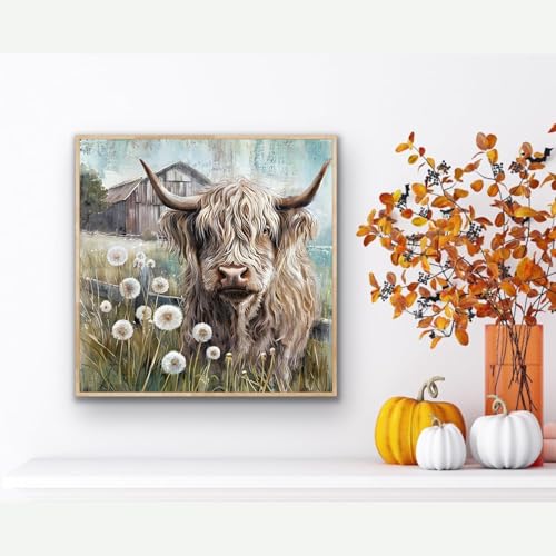Diamond Art Kits for Adults,Highland cow Diamond Painting Kits 12x12in - color: DP02106
