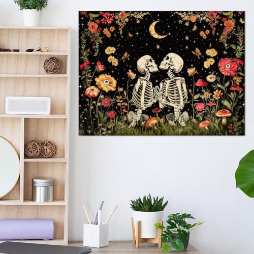 KICHANG Skull Diamond Art Kits for Adult Diamond Painting Kit for Beginner | Skeleton 5D DIY Diamond Dots Full Drill Crafts for Gem Art Dot Art for Adults Home Wall Decor for Teens Boys Girls 12x16 inch - color: DP04600