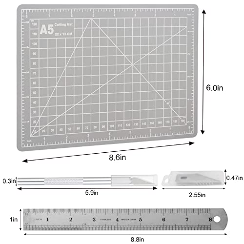 Headley Tools Craft Knife Hobby Knife Self Healing Craft Mat(A5) and 60 PCS Spare Blades and A Ruler, Precision Craft Knife Set Ideal for Hobbyist DIY craft, Scrapbooking and Crafts Project - color: Red /Black