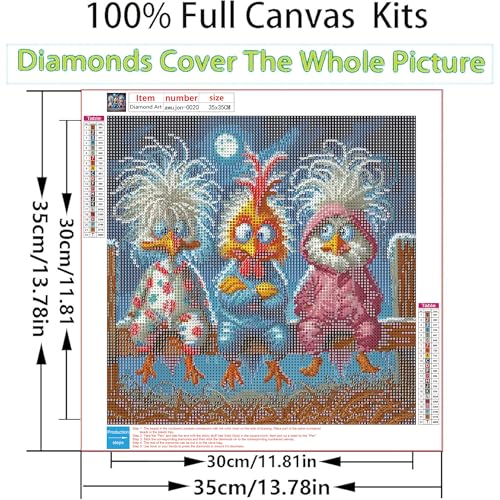 AWUJON Diamond Painting Kits for Adults, Chicken 5D Diamond Art Kits Full Drill Diamond Dots DIY Paintings with Diamonds Gem Art and Crafts Home Wall Decor 13.7x13.7inch - color: Chicken