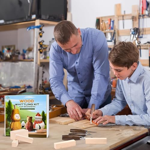 IMYMEE Wood Whittling Kit for Beginners-Complete Whittling Set with 4pcs Wood Carving Knives & 8pcs Basswood Wood Blocks-Perfect Wood Carving Kit Set-Includes Wood Carving Tools for Adults and Kids - color: 25pcs