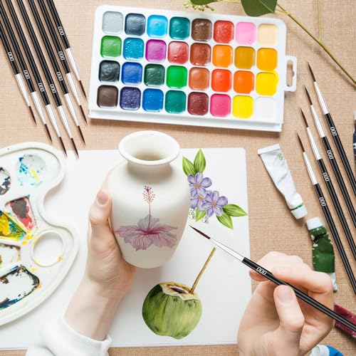 30Pcs Micro Paint Brushes Set with Protective Sleeve, Detail Paint Brushes #000 Fine Line Brushes Set for Watercolor, Acrylic, Crafts, Models - size: #000