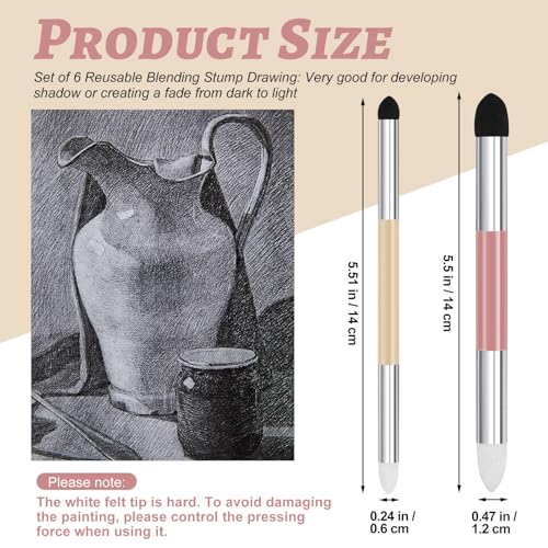 Kosiz 6 Pcs Blending Sponge Pen Rub and Buff Double Headed, Morandi | Washable Sponge Tips, Art Drawing Shading and Highlight Tools, Smooth Color Blending, Reusable Blending Tools for Oil Pastels - color: Morandi