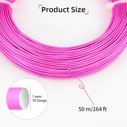18 Gauge Aluminum Craft Wire, 164FT 1mm Bendable Metal Wire for Jewelry Making, Wreath Making, Beading(Hot Pink) - color: Hot Pink