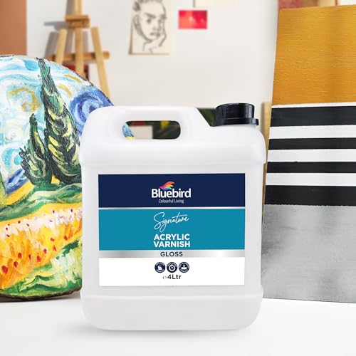 Bluebird Signature Acrylic Varnish for Painting, Non-Yellowing, Non-Toxic, Anti-Crazing, Gloss Varnish for Pro Artists, Hobby Painters & Kids (Gloss, 135.2 Fl Oz) - color: Gloss, size: 135.2 Fl Oz