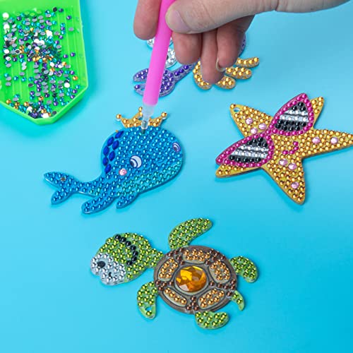 Labeol Arts and Crafts for Kids - Creat Your Own GEM Keychains-5D Diamond Painting by Numbers GEM Kits for Kids Girls Toddler Age 6-7 6-8 10-12 - style: Ocean