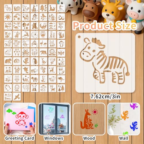 72 Pcs Animal Stencils for Painting, Reusable Wildlife & Creature Animal Painting Templates - Lion, Elephant, Zebra, Panda Craft Kit for Wall Murals, Fabric Art, Wood Signs, Kids Classroom Projects - color: 72 Sheets Animal