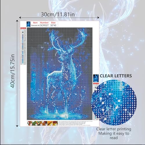 Ohhvvow Glowing Elk Diamond Painting Kits for Adults, 12x16 Inch 5D DIY Full Round Drill Diamond Art Dots for Home Wall Decor, Gift for DIY Craft Lovers & Beginners - color: Glowing Deer