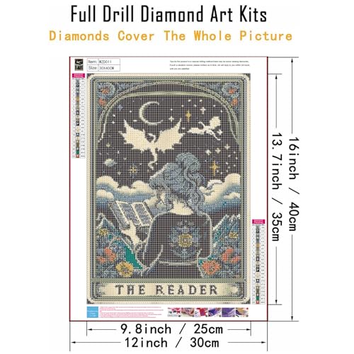WGSMGL 5D Diamond Art Kit for Adult Beginners, Tarot Reader Diamond Painting Kit, DIY Full Round Diamond Diamond Painting, Pointillist Gem Art for Adults, Home Wall Decor 12X16 Inch - style: Tarot Reader