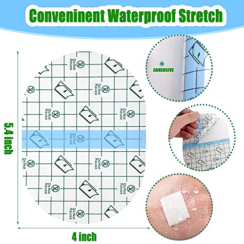Nuanchu 50 Pcs Waterproof Bandages Second Skin Tattoo Cover, 4 x 5.4 Inch | Transparent Film Dressing, Adhesive Tattoo Aftercare Tape Bandages for Post Surgical Wound, Swimming, Shower Wrap Protection - size: 4 x 5.4 Inch