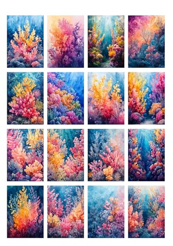 Decoupage Paper Pack (35 Sheets 6"x8") Coral Fantasy: Vibrant and Colorful Underwater Coral Gardens teeming with Life, capturing The Beauty of Oceanic ecosystems FLONZ Vintage - color: ThirtyTwo