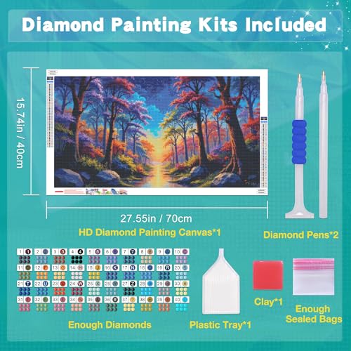 JOOZ Large Diamond Art Kits for Adults 5D Landscape Diamond Painting Kits Full Drill Starry Night Diamond Art Painting Kits Tree Gem Painting Kits for Gift Home Wall Decor 2.7.5x15.7 Inch - color: Tree 062