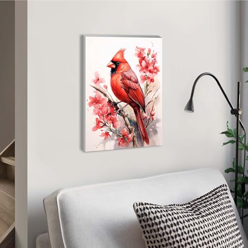 SKRYUIE Framed Paint by Numbers Kits for Adults Bird, Acrylic Flower Oil Painting by Numbers Kits for Beginner with Paintbrushes Brushes Art Canvas for Home Decor 7.87x11.81 inch / 20x30 cm v8