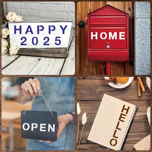 Large Letter Stencils 36pcs 6 Inch Number Alphabet Reusable Plastic Templates Craft Stencil Paint Template Signs for Road, Wall, Wood, Mailbox(6in) - size: 6in