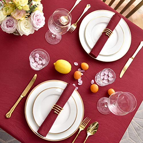 maxmill Jacquard Cloth Napkin 20 x 20 Inch Swirl Pattern Solid Washable Polyester Dinner Napkins Set of 4 with Hemmed Edges Great for Family Holiday Dinners Weddings Parties and Banquets Red - color: Red, size: 20" x 20" (Set of 4)