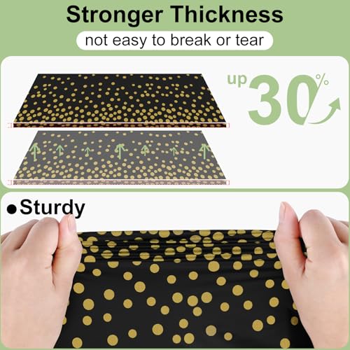 3 Packs Dot Disposable Table Cloth, 54 x 108 Inch Waterproof Plastic Tablecloth, Rectangle Gold Dots in Black Table Covers for Picnic, Birthday, Party and Back to School - color: Gold in Black, size: 54" x 108"