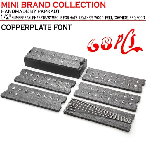 68Pcs 1/2" Custom Branding Iron for Wood, Leather Branding Stamp | Mini Wood Branding Iron on Letters Personalized, Number/Alphabet/Leather Burning Stamps Woodworking Kit for Hats, Steak, Food - size: 68PCS 1/2" Number/Alphabet/Symbol&Punctuation Set