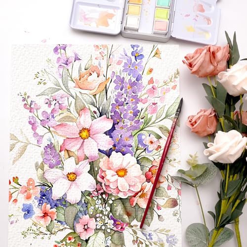 PHOENIX Pastel Watercolor Paint Set - 12 Half Pan Soft Muted Colors, Artist Grade Palette Watercolor Travel Set, Gift for Water Color Painter - color: Pastel