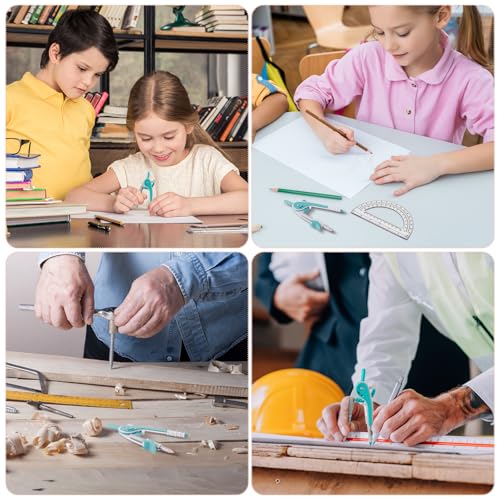 EBOOT Student Geometry Math Set, Drawing Compass and 6 Inch Clear Swing Arm Protractors 180 Degree Math Protractor(Turquoise) - color: Turquoise