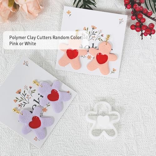 Xaekicr Cute Heart Gingerbread Polymer Clay Cutters Set – Clay Earring Cutters for DIY Earrings, Polymer Clay Molds for Jewelry Making – Clay Tools for Holiday Craft Lovers - color: O color