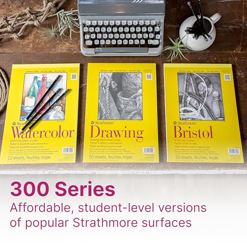 Strathmore 300 Series Mixed Media Pad, Toned Gray, Tape Binding, 184lb (300gsm), 20 Sheet, 9x12 inch, 1 Count