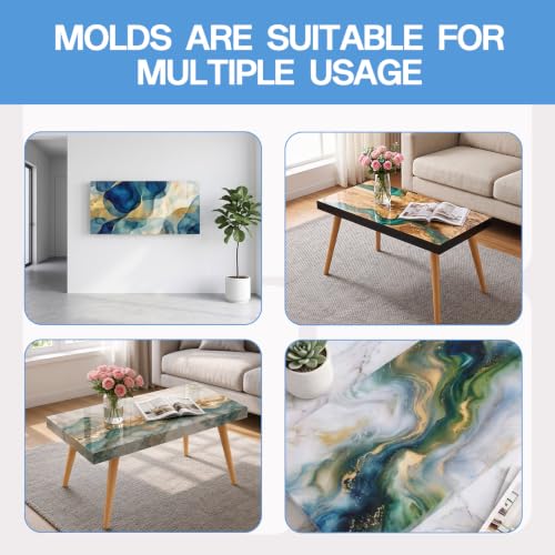 23in Epoxy Resin Mold Large Silicone Molds for Resin Reusable Tray | Rectangular Silicone Resin Casting Mold for River Tables, Coffee Tables and Cutting Boards, Ideal for DIY Craft & Home Decor