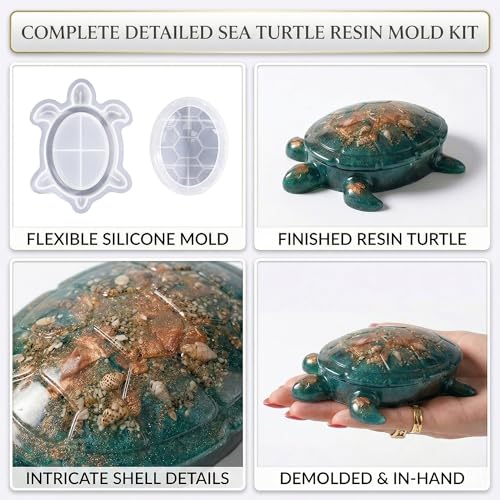 Silicone Turtle Box Resin Molds with Lid, Jewelry Container Molds - color: Turtle Resin Mold