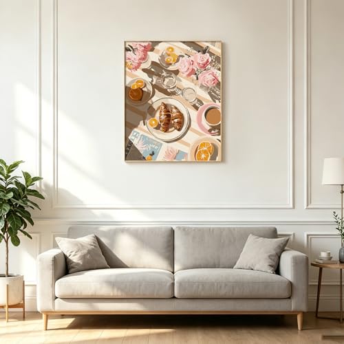 Kalonyth Coffee Paint by Numbers Kit for Adults, 16x20 inch, No Framed | Breakfast Adult Paint by Number Kits on Canvas, DIY Acrylic Painting, Stress Relief Craft Kits, Home Wall Decor Gift - color: OP-US15