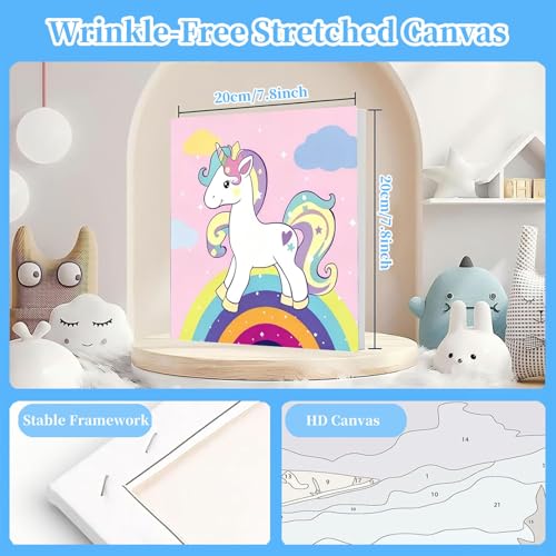 Arttoplus 4 Pack Paint by Numbers Kit for Kids with Frame Animals 8x8inch | Cute Animals Kids Paint by Numbers Ages 4-8-12 with Wooden Easel, Easy DIY Oil Painting by Number for Gift Home Wall Decor - color: BKH2036+BKH2037+BKH2038+BKH2039