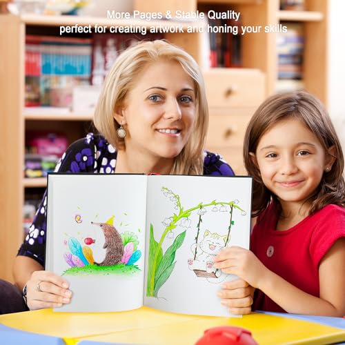 Kalour Hardcover Sketch Book,8.5“x11,Pack of 2, 220 Sheets (68lb/110gsm),Acid Free Art Sketchbook, Artistic Drawing Painting Writing Paper for Kids Adults Beginners Artists