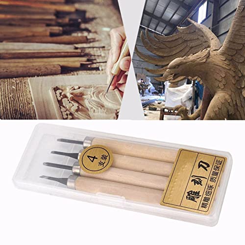 4Pcs Wood Carving Knife Set - Manual Sharpener, Wood Engraving & Rubber Stamp Pattern Carving Tools for Craft Projects (#1) - color: #1