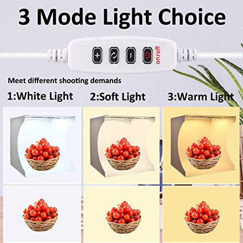 Photo Studio Light Box Kit 12x12 Inch, Folding Lightbox for Small Product Photography, 128 LED Adjustable Lighting, Portable Shooting Tent with 3 Light Colors & 6 Backgrounds - size: 12 inch LIGHT BOX