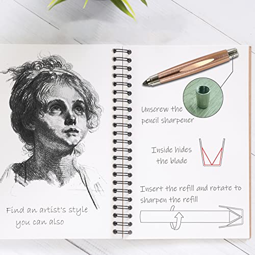 WSD Sketch Up 5.6mm Mechanical Pencil Mechanical Clutch with Built Sharpener (Gold) - color: gold
