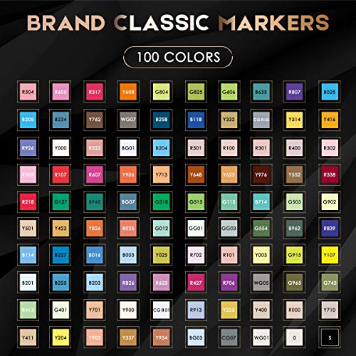 Caliart 100 Colors Alcohol Markers Dual Tip Art Markers for Adult Coloring - color: Black, size: 1 Count (Pack of 100)