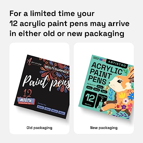 ARTISTRO 12 Multicolor Paint Pens for Glass Marking - Extra-Fine Tip | Acrylic Paint Markers for Poster, Rock Painting, Ceramic, Wood, Fabric, Scrapbooking, DIY, Craft, Card Making, Coloring - color: Multicolor