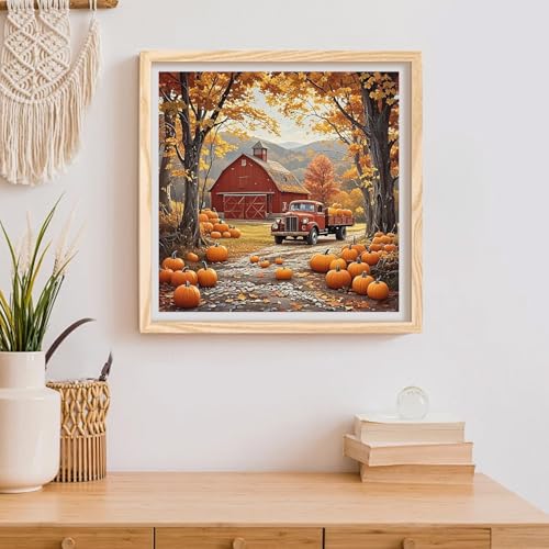 RYMILIE Fall Diamond Art Kits for Adults Pumpkin Farm 12x12inch - color: DP04076