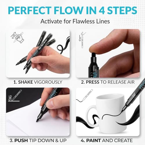 Utillo Craft Black Paint Pen (8-Pack), 0.7mm Extra Fine Black Paint Markers - color: Black
