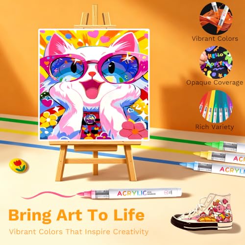 240 Colors Acrylic Paint Markers, Brush Tip Multi Surface Acrylic Paint Pens Set Perfect for Canvas, Wood, Stone, Fabric & DIY Crafts - color: 240 Colors